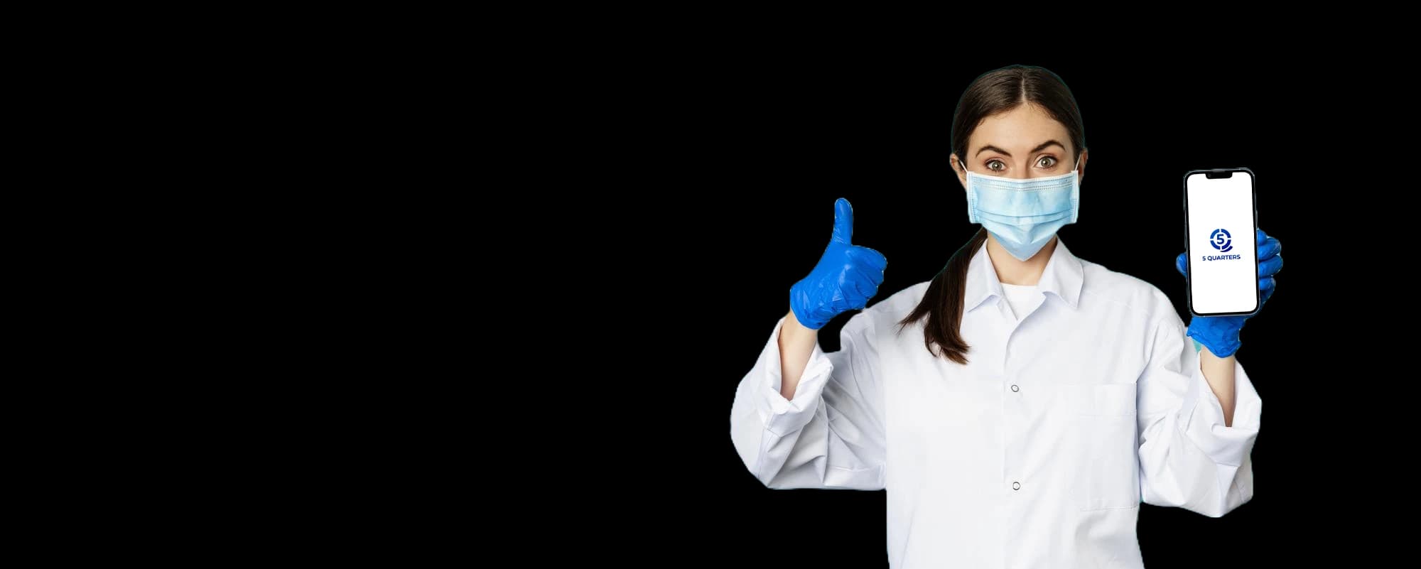 Doctor using 5 Quarters app